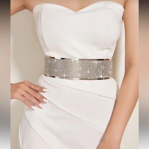 1pc Elegant 6cm Metal Waist Chain Decorated With Rhinestone For Women Party